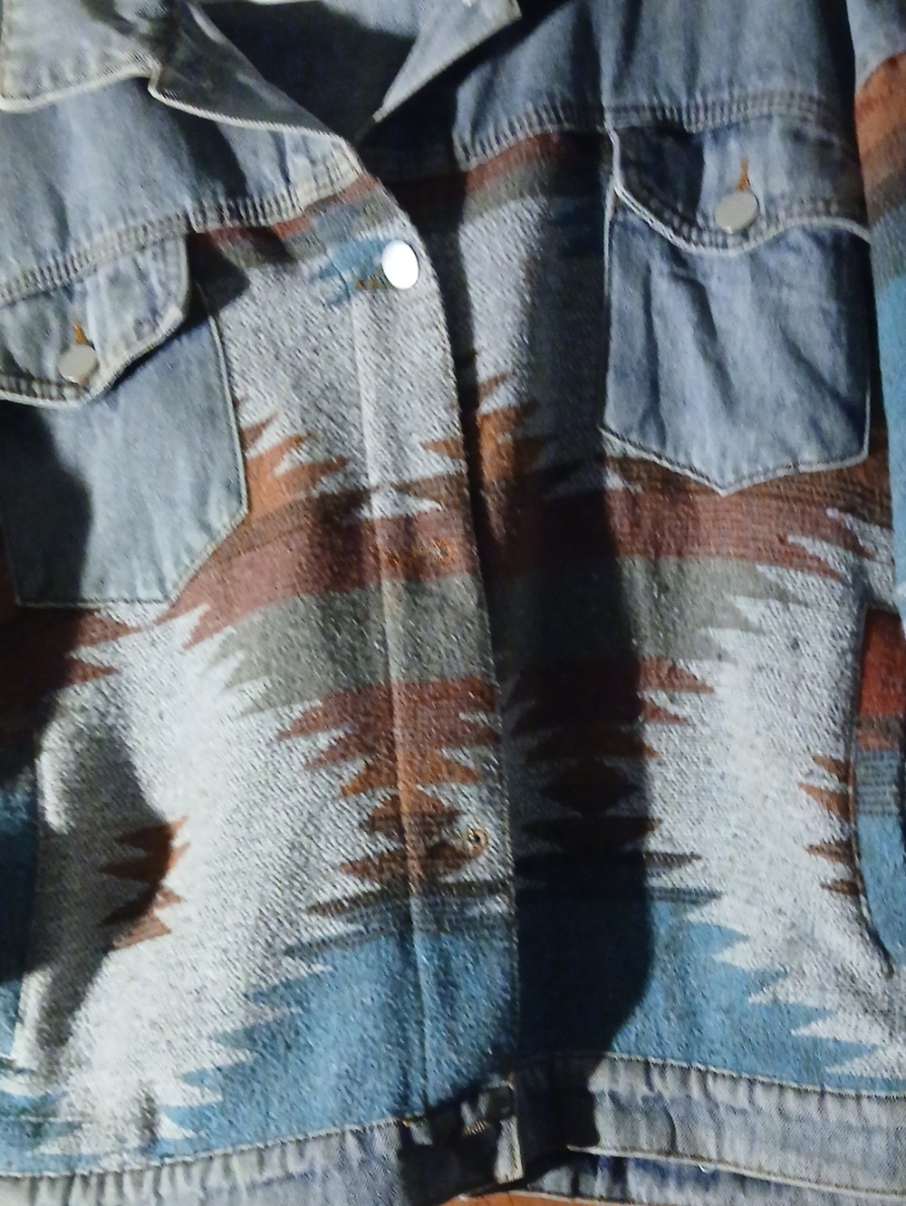 Denim Aztec Pattern Jacket - Medium - Picture 2 of 4